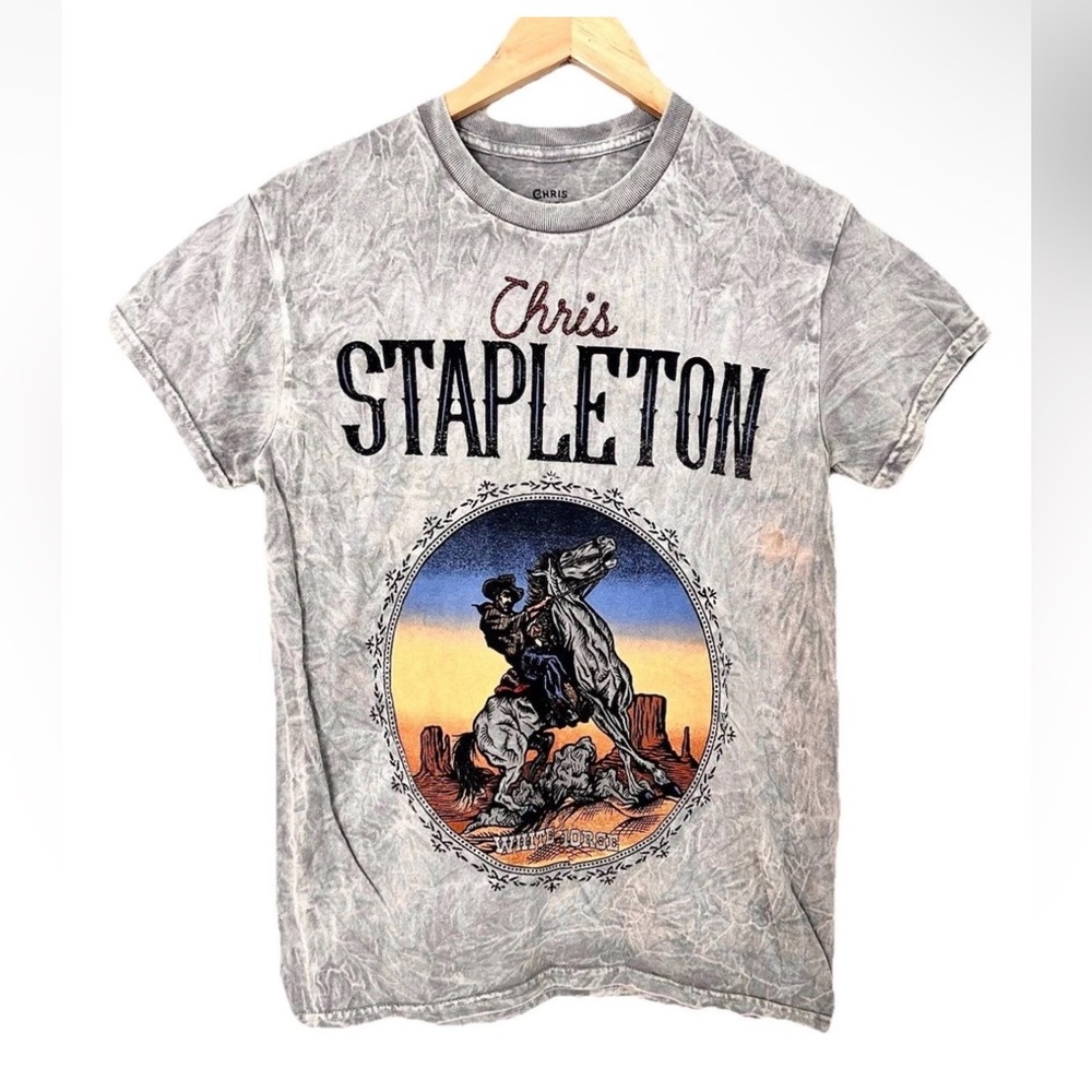 Chris Stapleton White Horse Western Graphic Gray/Tan T-Shirt Size Small